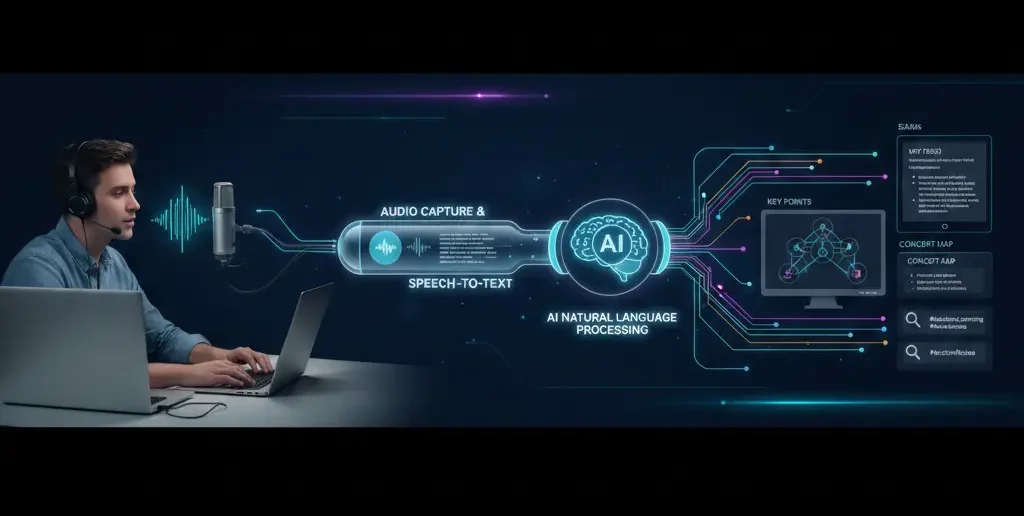 How lecture recordings become AI notes